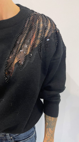 PULL ALBANE NOIR SEQUINS